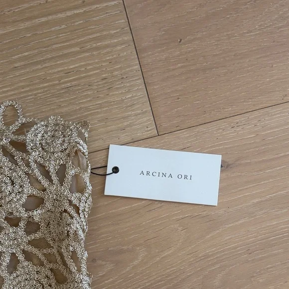 Crochet Floral Midi Dress in Beige - Women's Kendra gold lace - Picture 2 of 3